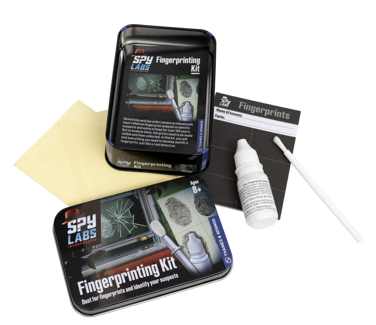 Kosmos Spy Labs Fingerprinting Kit detektivset plåtask