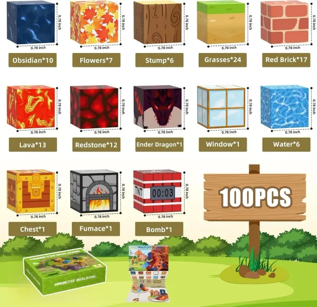 Dragon's Lair Magnetic Building Blocks magnetklossar lava 100-pack