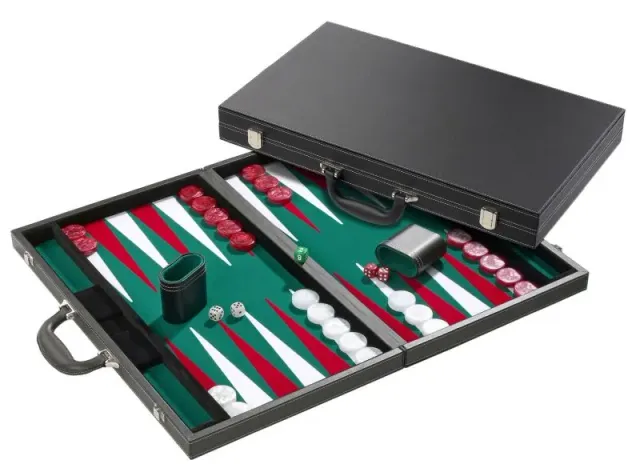 Philos 1715 backgammonspel grön tournament size syntetläder
