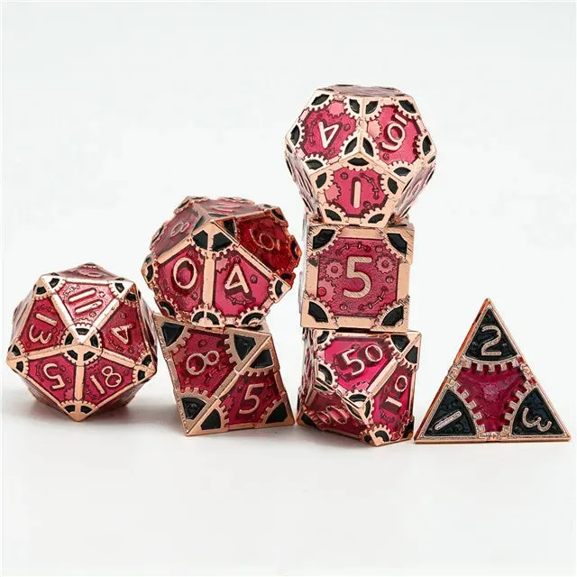 Dragon's Lair Steampunk Red Black tärningsset metall 7 tärningar