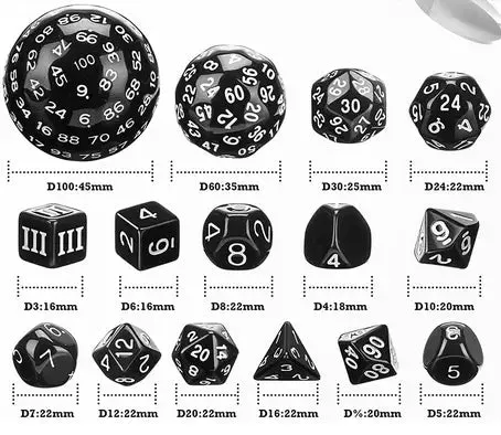 Dragon's Lair Complete Dice Set D3-D100 tärningsset svart