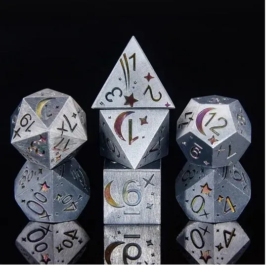 Dragon's Lair Dice Set Metallic Rainbow Comet 7 tärningar silver