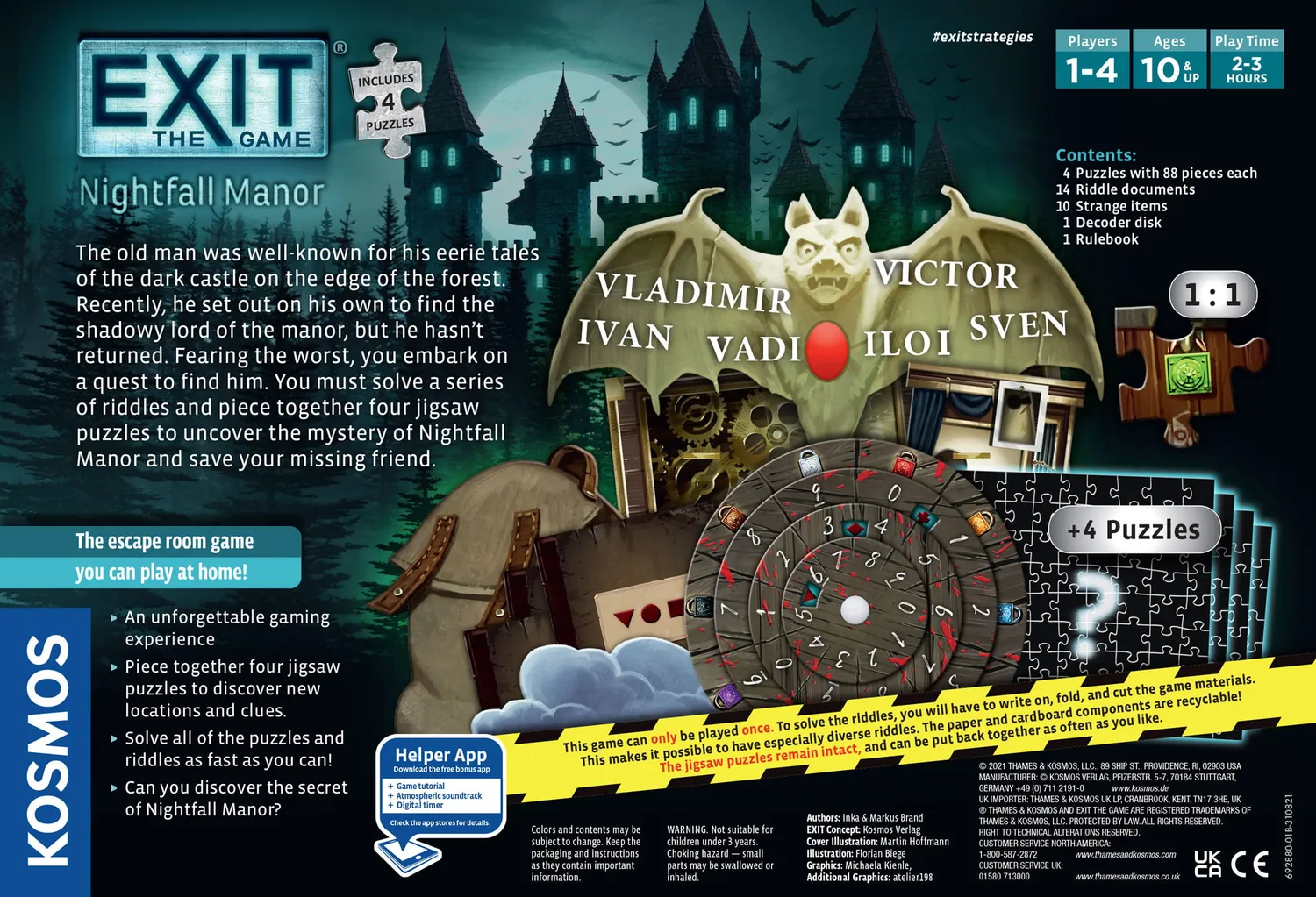 Kosmos Exit Nightfall Manor escapepusselspel med pussel