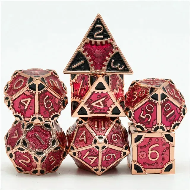 Dragon's Lair Steampunk Red Black tärningsset metall 7 tärningar