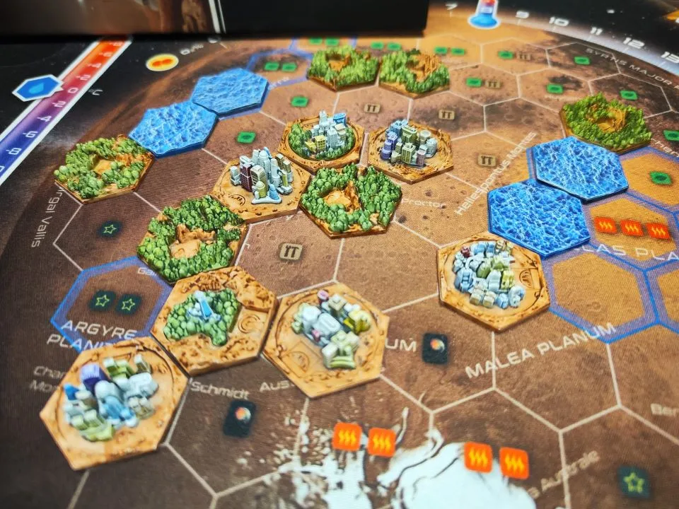 Terraforming Mars 3D Tiles brickor handmålat komplett set