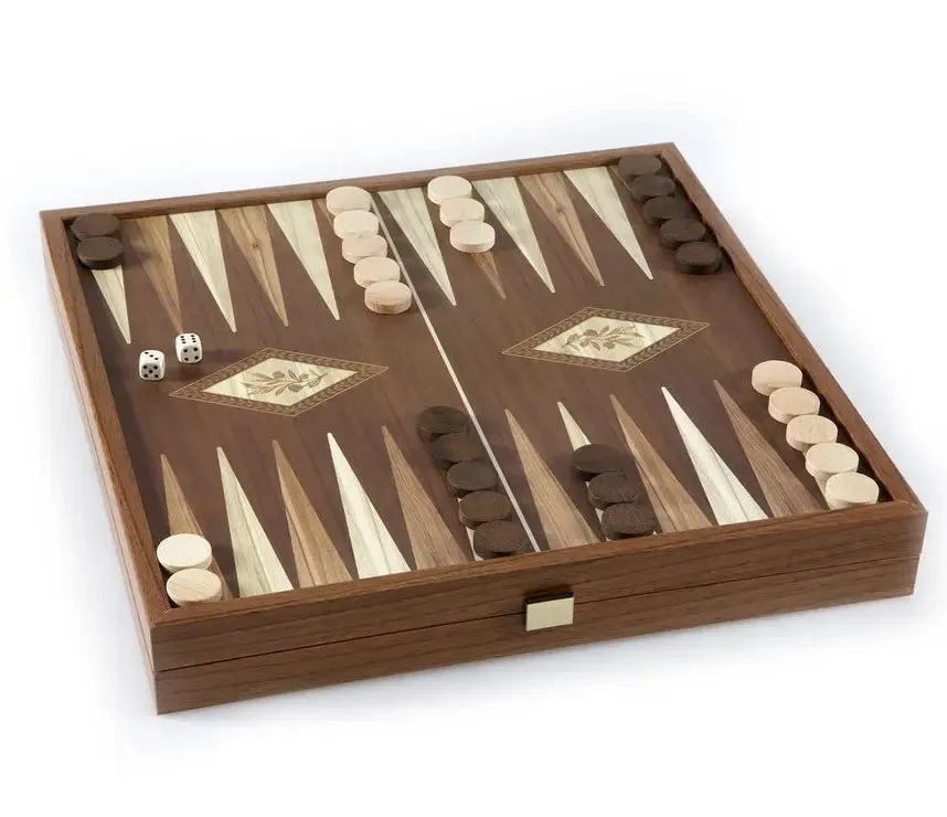 Manopoulos Classic 2-i-1 schack backgammon valnöt 41cm