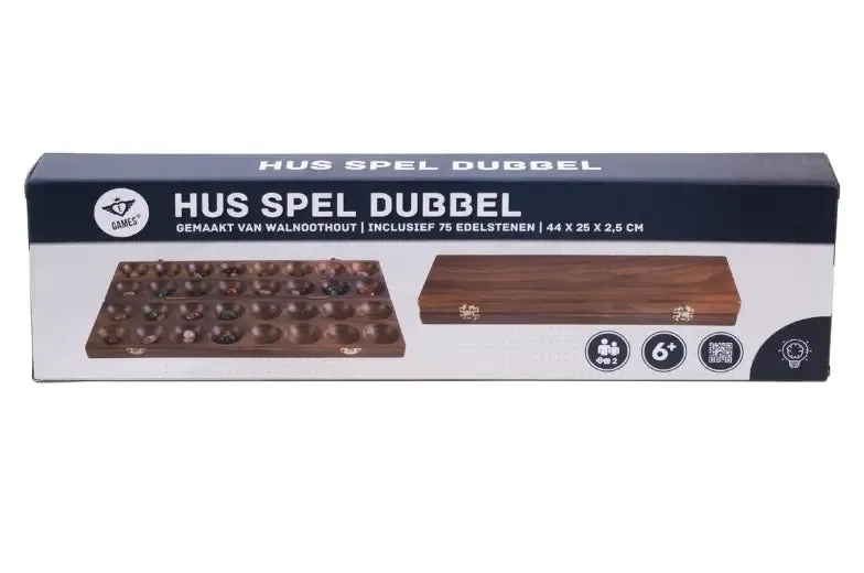 Mancala dubbel valnöt strategispel med 75 stenar