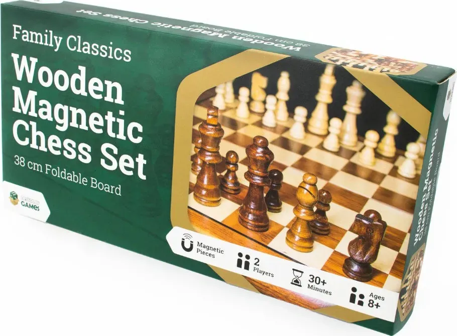 Classics magnetiskt schackspel trä 38 cm vikbart