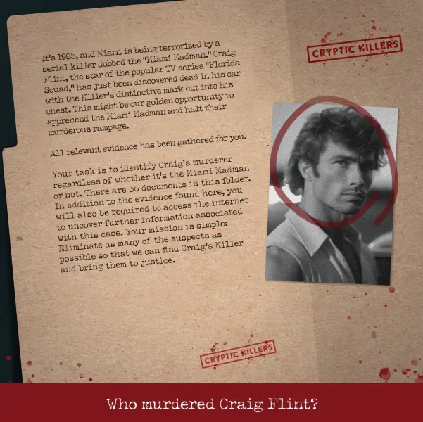 Cryptic Killers Murder in Miami cold case-spel 1985