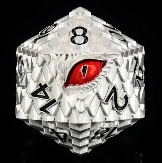 Titan D20 Silver Dragon Eye tärning 35 mm metall