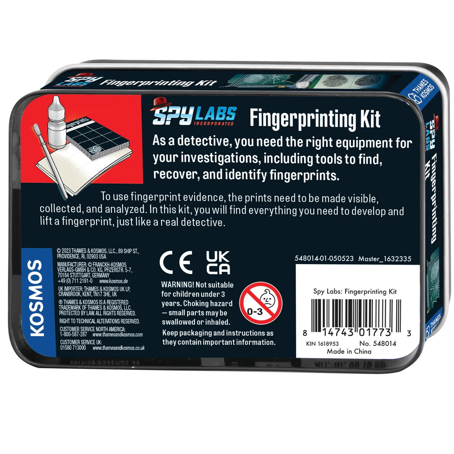 Kosmos Spy Labs Fingerprinting Kit detektivset plåtask