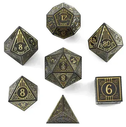 Dragon's Lair Bard metalltärningar matt svart 7-pack balanserade
