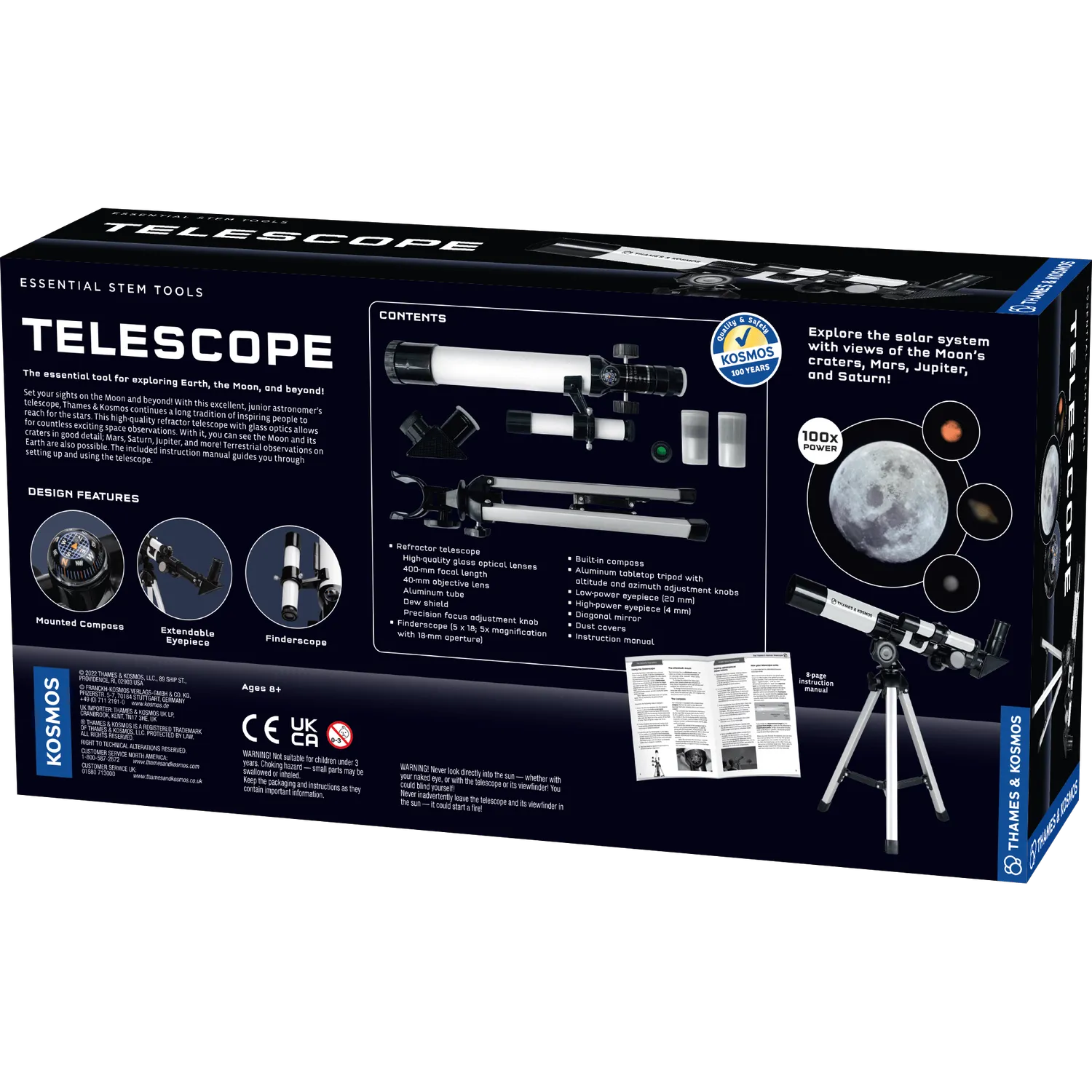 Kosmos Telescope nybörjarteleskop 20x 100x
