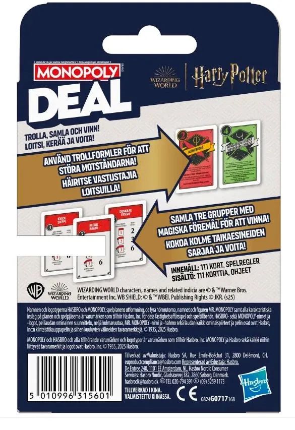 Monopoly Deal Harry Potter kortspel svenska regler 2-5 spel