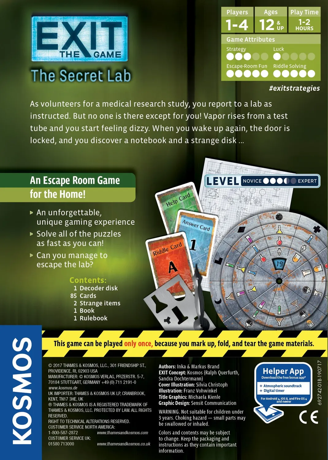 Kosmos EXIT The Secret Lab escape spel engångs