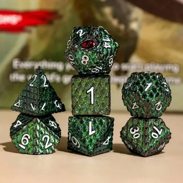 Dragon's Lair Dragon Scale Dark Green metall tärningsset 7 tärningar
