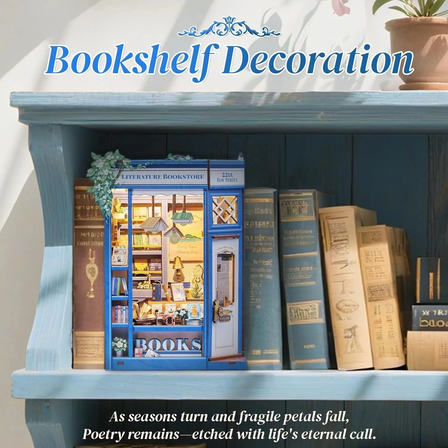 CuteBee Literature Bookstore book nook pysselkit miniatyr