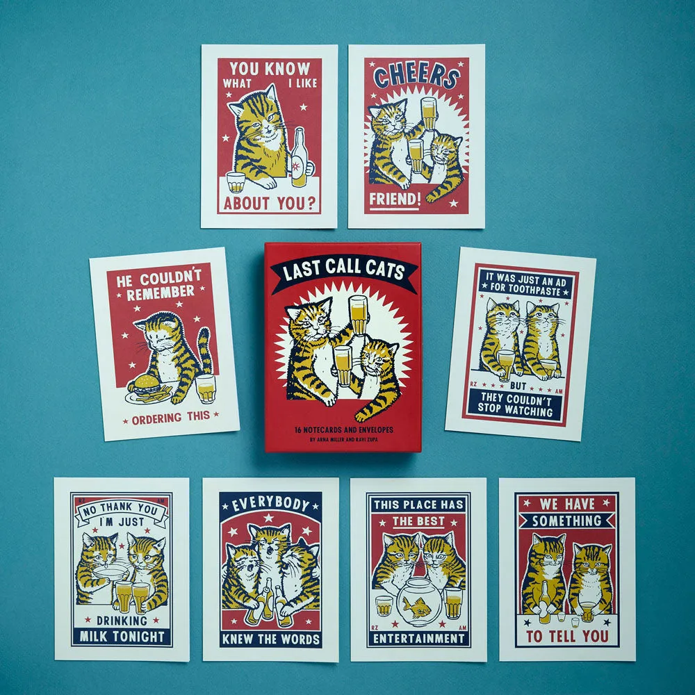 Games Room Last Call Cats brevkort 16-pack humor katter