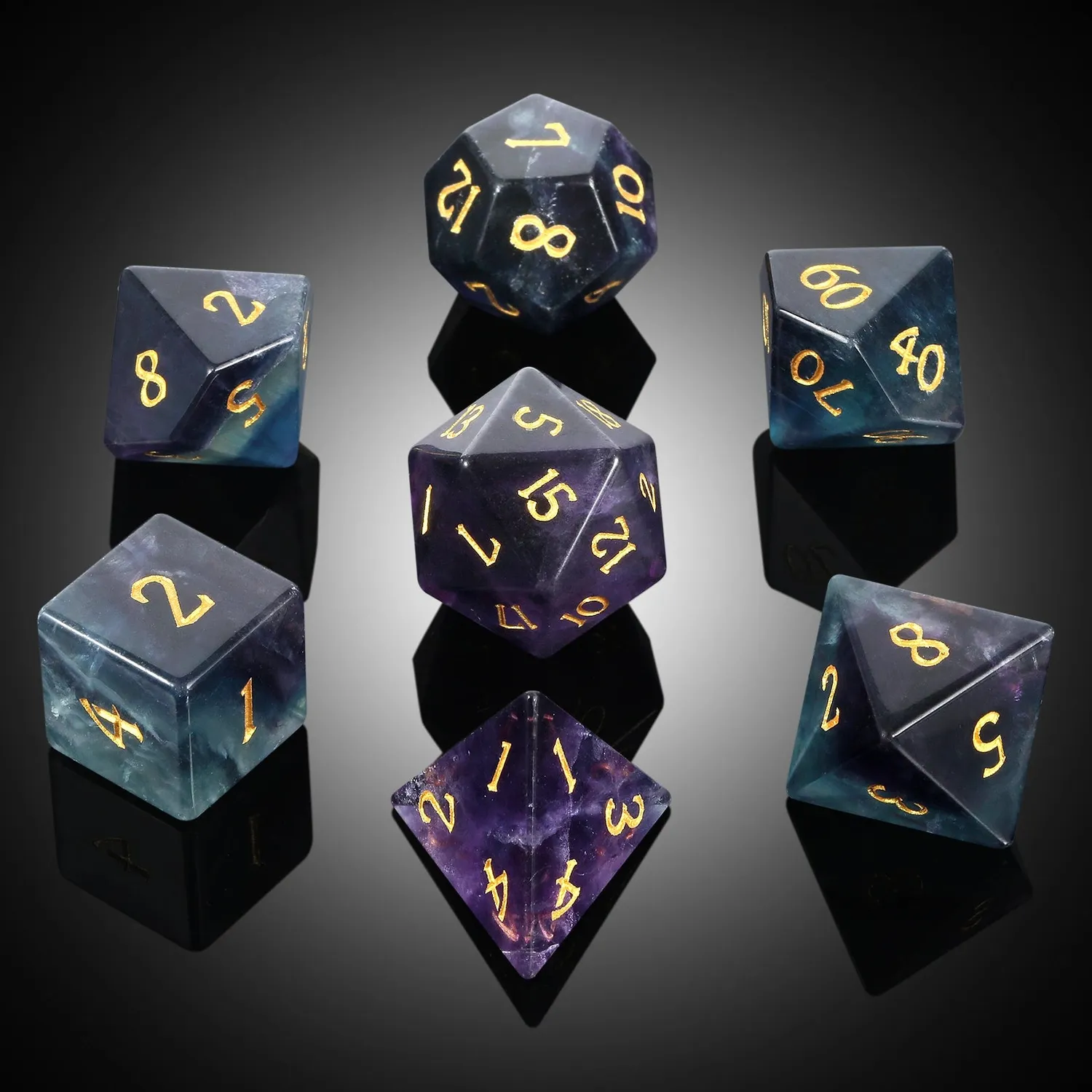 Dragon's Lair Obsidian Fluorite tärningsset rollspel