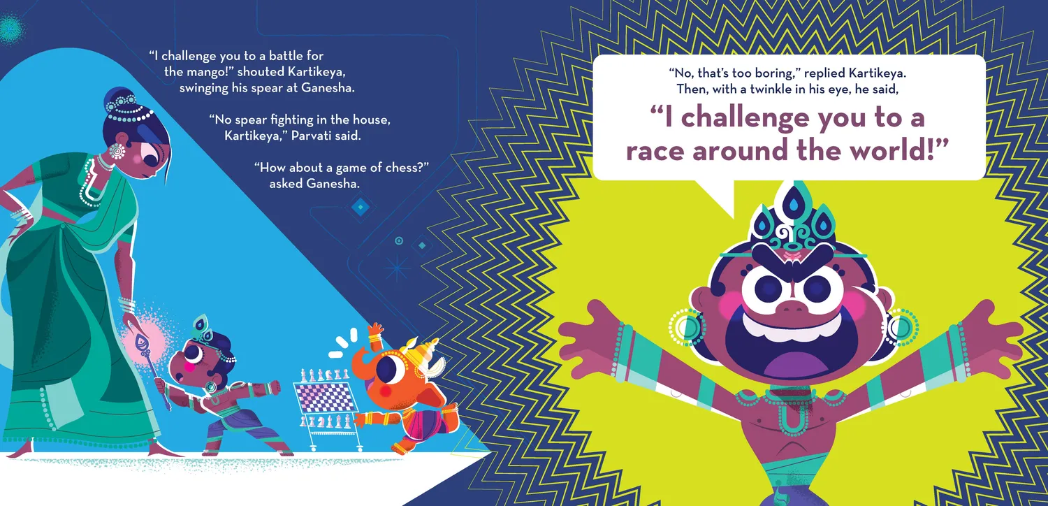Games Room Ganesha's Great Race bilderbok om syskon