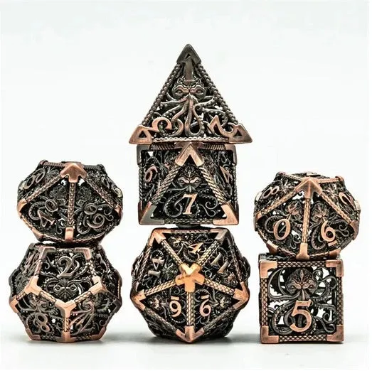 Dragon's Lair Metallic Brons Hollow tärningsset metall DnD