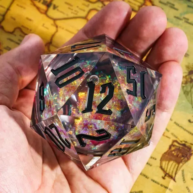 Dragon's Lair Liquid Core D20 Red Glitter tärning 55mm