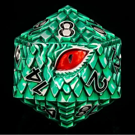 Titan D20 Green Dragon Eye tärning metall 35 mm stor