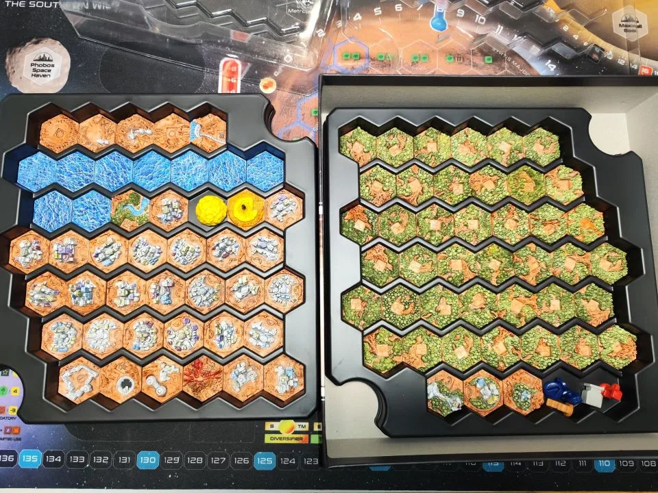 Terraforming Mars 3D Tiles brickor handmålat komplett set