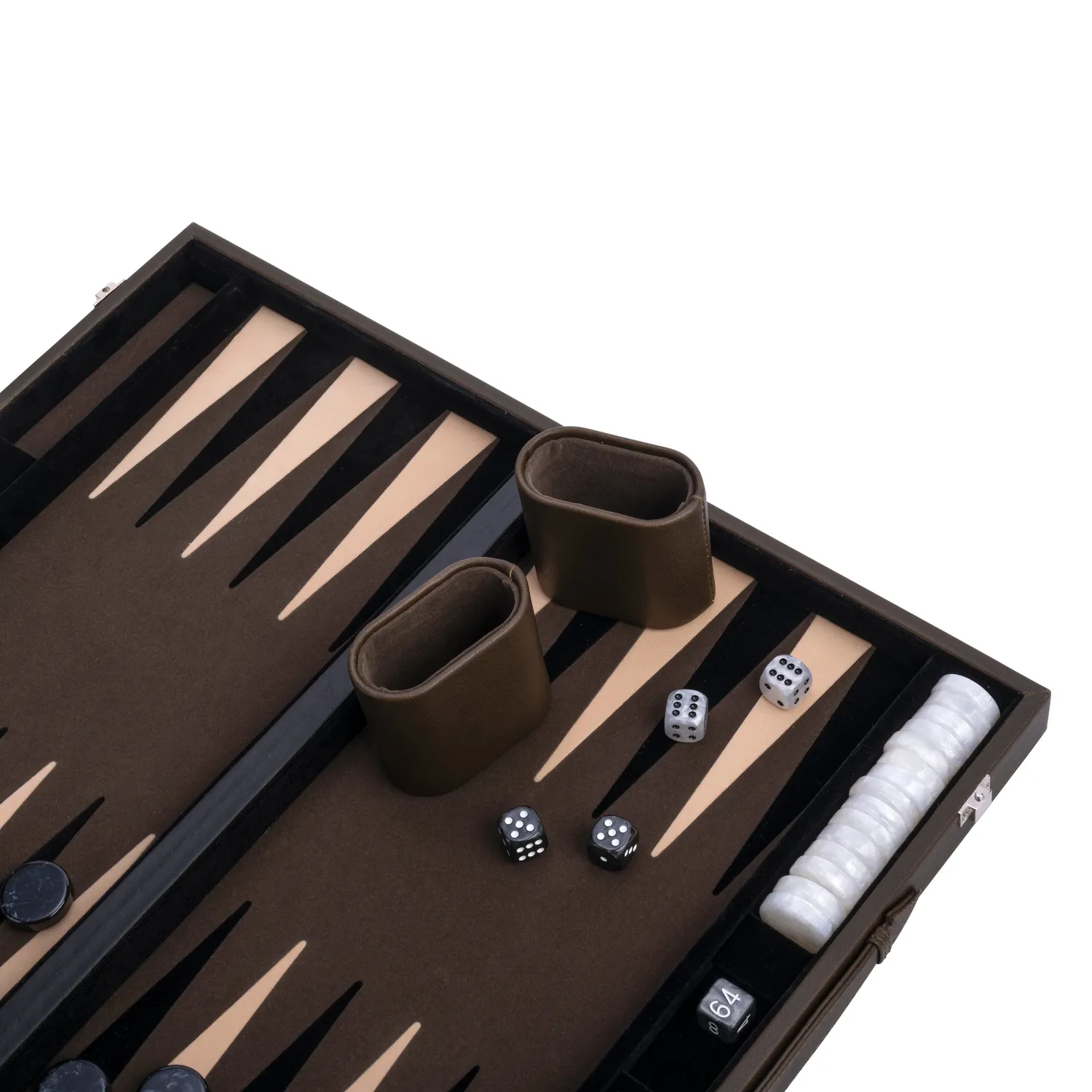 Engelhart Backgammon 15 olivgrön spel i väska