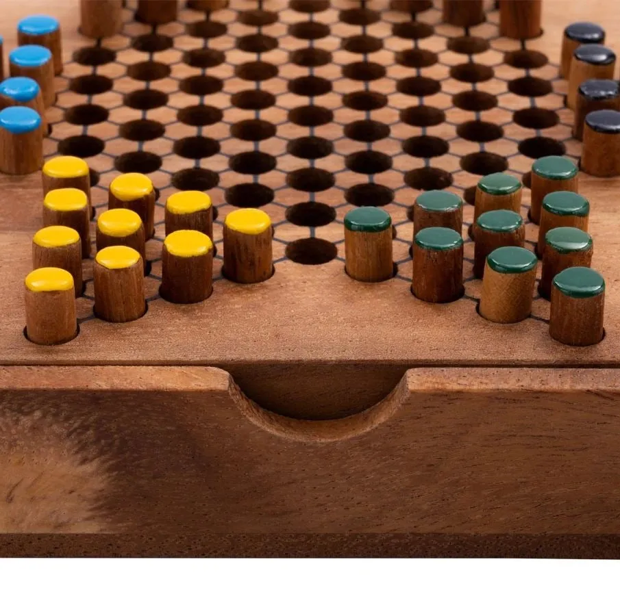 Chinese Checkers Wood M strategispel akaciaträ träbox