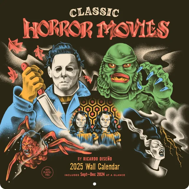 Games Room Classic Horror Movies 2025 väggkalender skräck