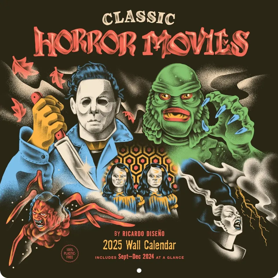 Games Room Classic Horror Movies 2025 väggkalender skräck