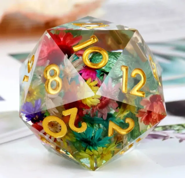 Dragon's Lair Flowers And Leaves D20 tärning 33mm stor