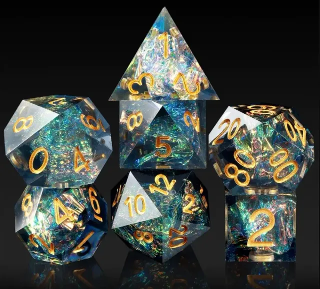 Dragon's Lair Dark Spectral tärningsset guld läderfodral