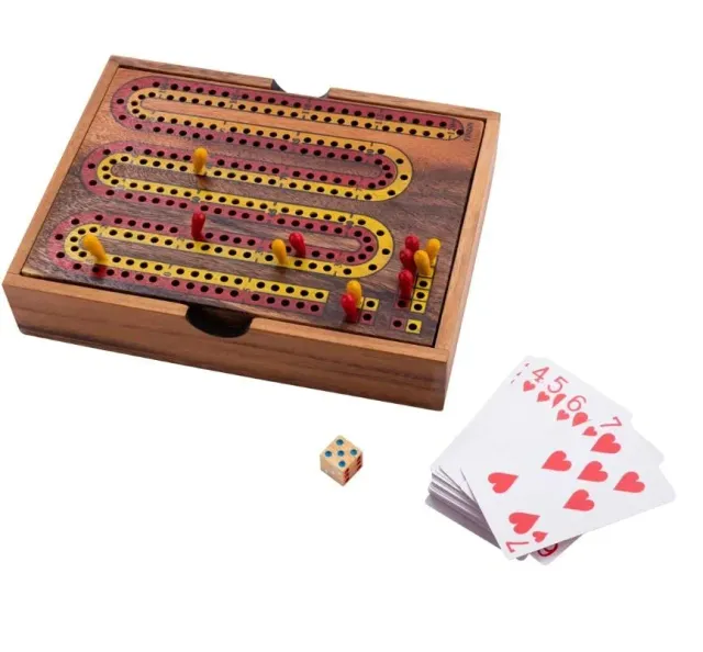 Dragon's Lair Cribbage brädspel akaciaträ med kortlek