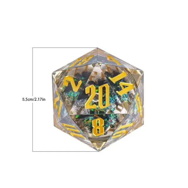 Dragon's Lair Liquid Core D20 tärning dark glitter 55mm