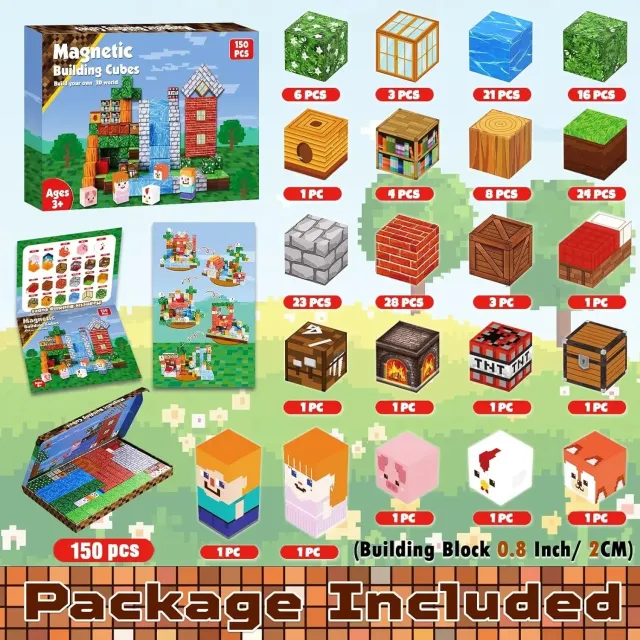 Dragon's Lair Forest magnetiska byggklossar 150-pack 2 cm