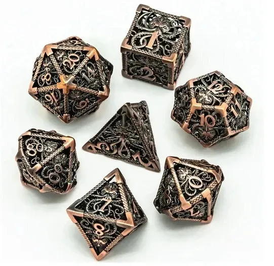 Dragon's Lair Metallic Brons Hollow tärningsset metall DnD