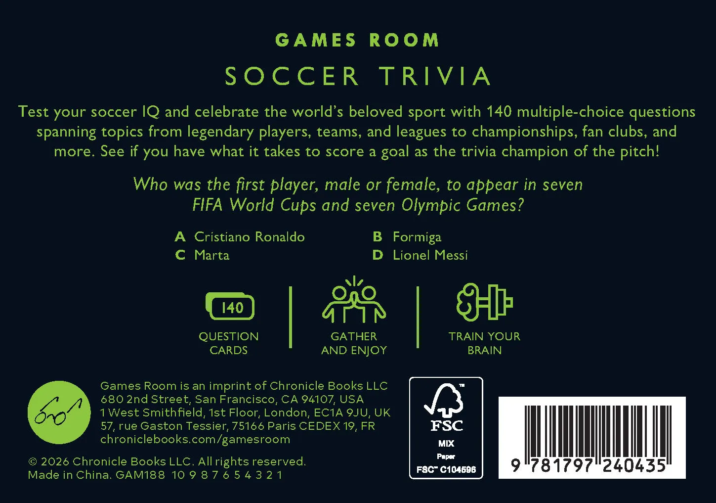 Games Room Soccer Trivia frågespel 140 frågor flerval