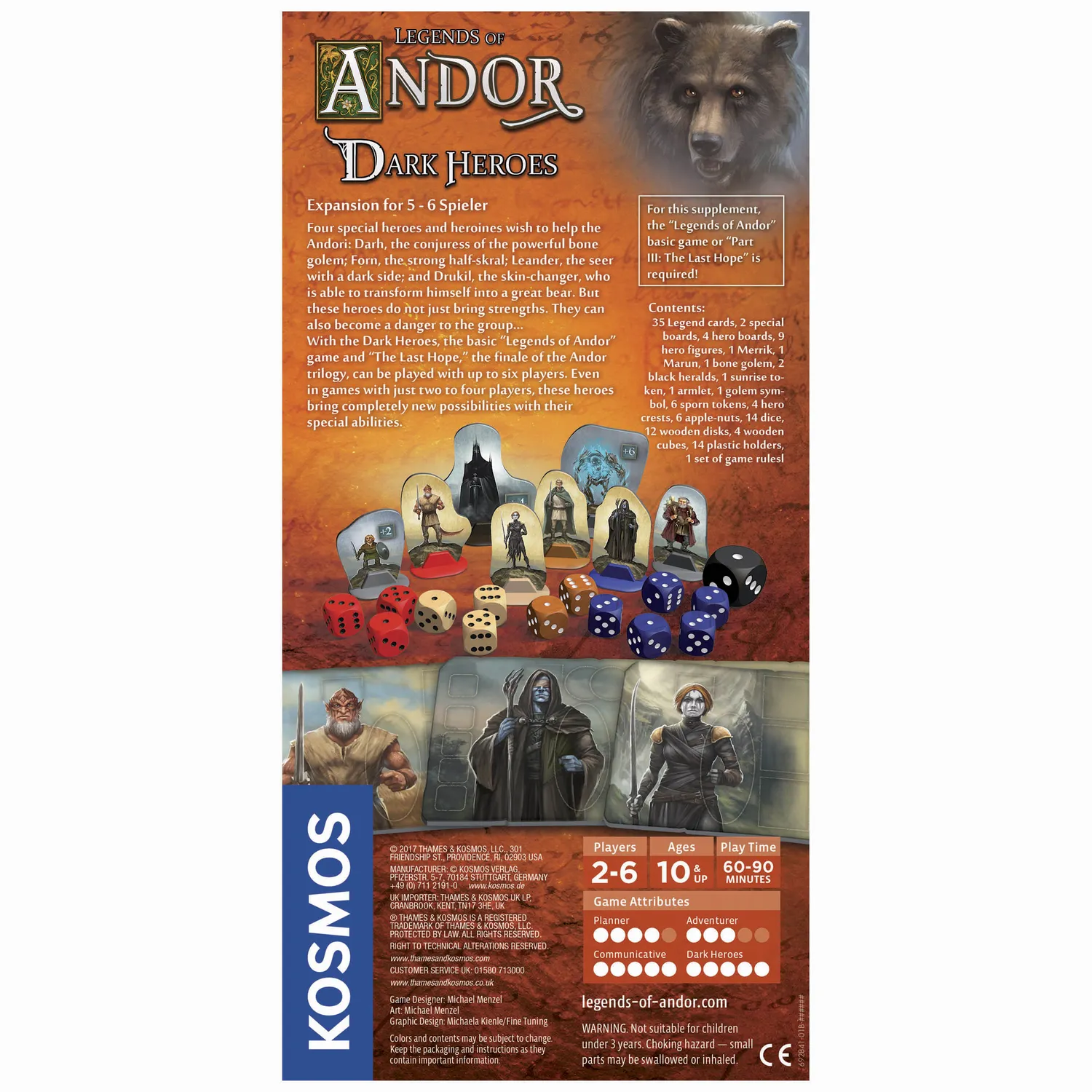Kosmos Legends of Andor Dark Heroes expansion 6 spelare