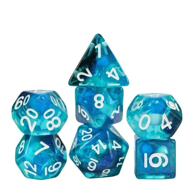 Dragon's Lair Ocean's Light tärningsset 7 tärningar blå resin