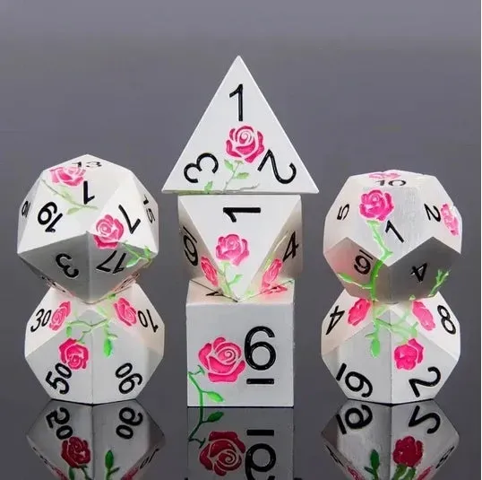 Dragon's Lair Metallic Pink Rose tärningsset 7 tärningar metall