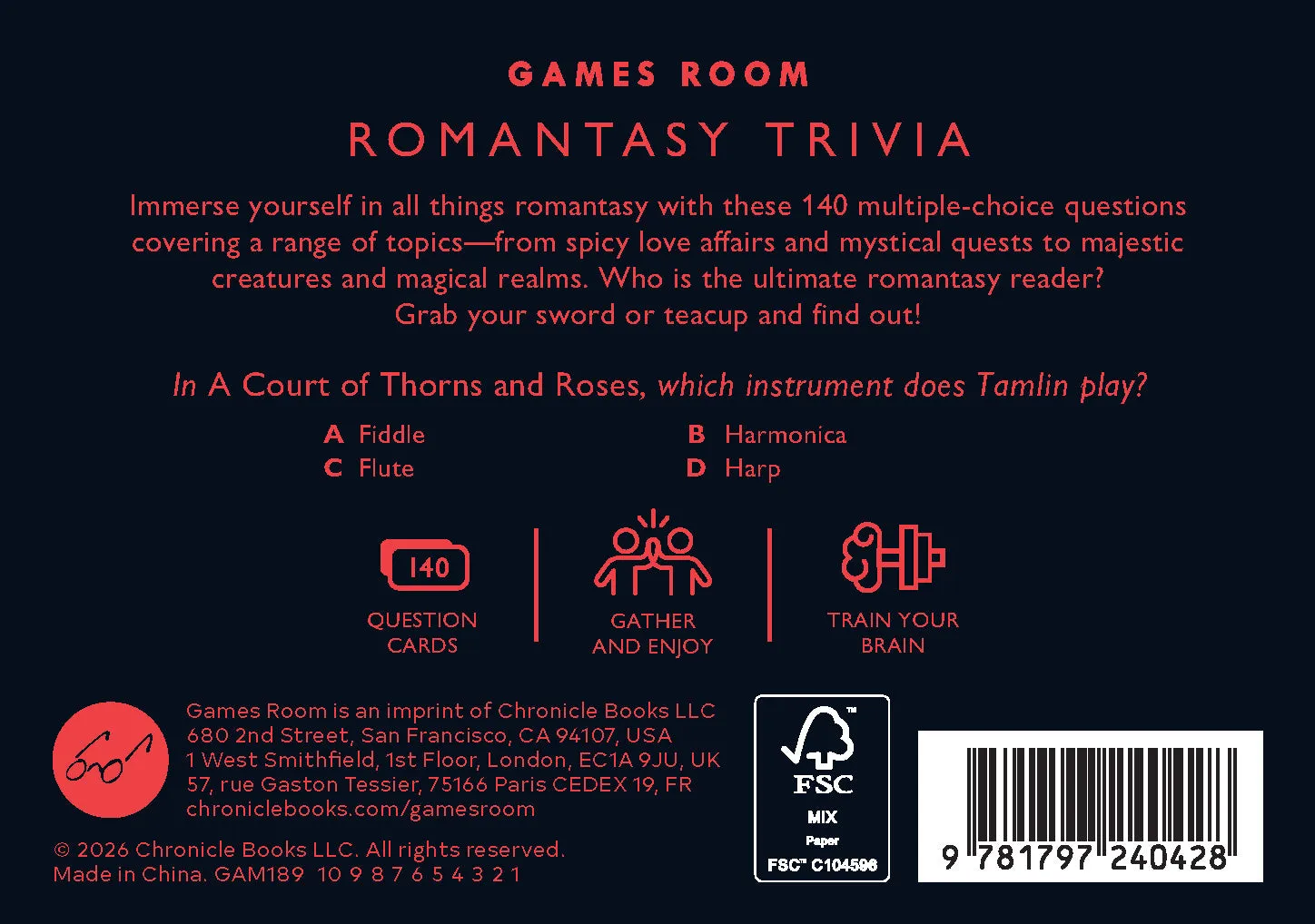 Games Room Romantasy Trivia frågespel 140 frågor