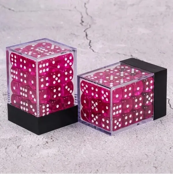 Dragon's Lair Tärningar D6 rosa transparent 12mm 36-pack små