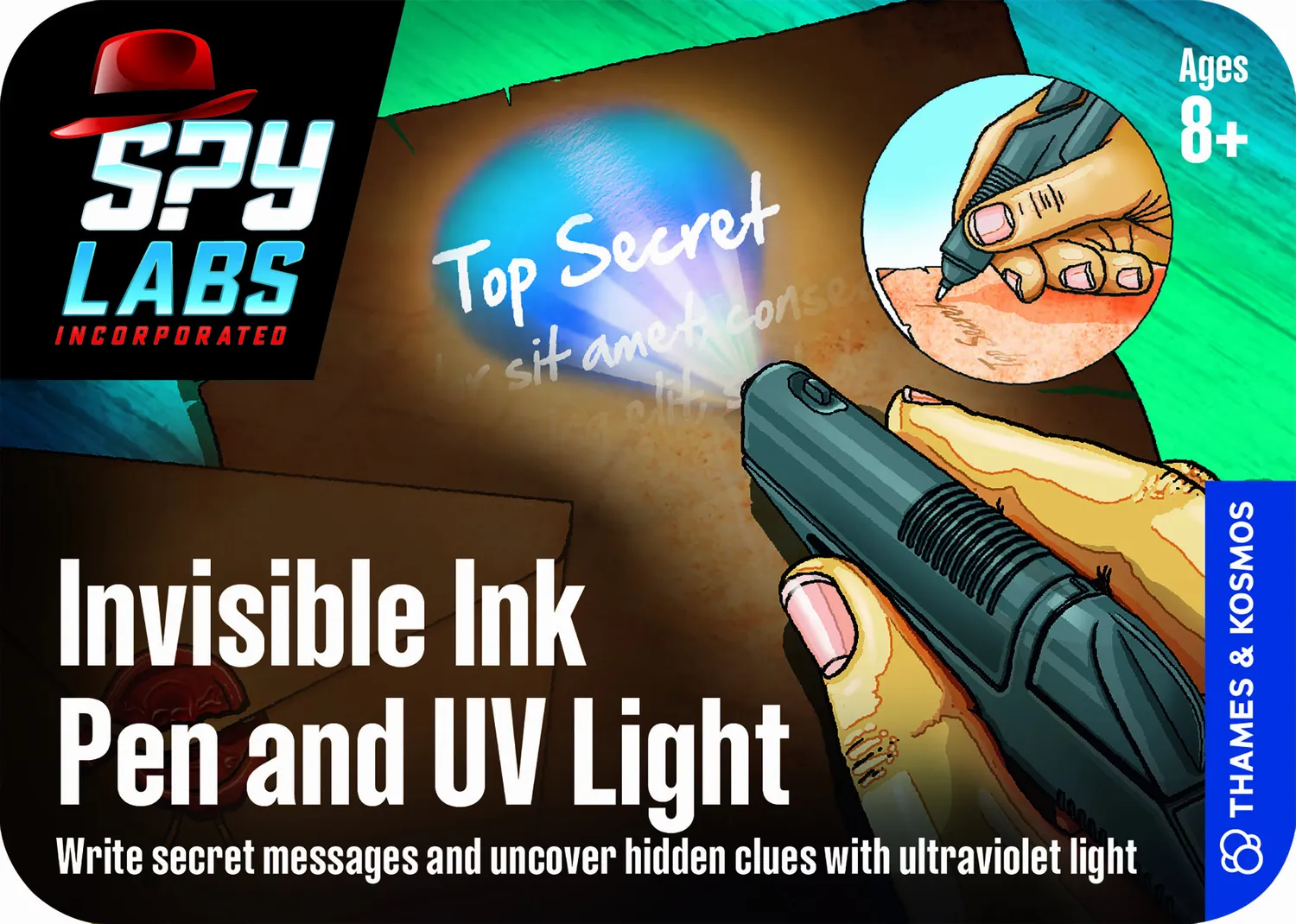 Kosmos Spy Labs spionpenna osynligt bläck UV-lampa