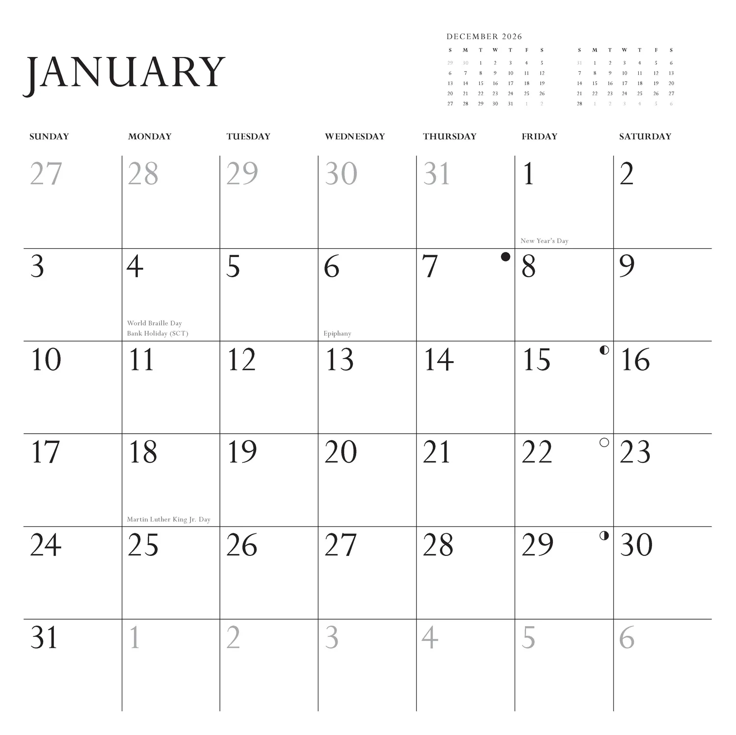 Disappointing Affirmations 2027 väggkalender humor 12x12