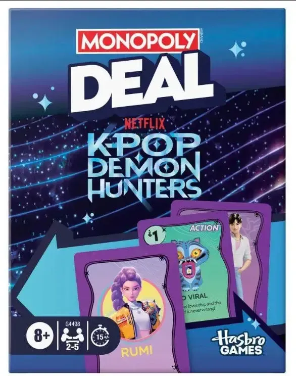 Monopoly Deal K-Pop Demon Hunters kortspel familj
