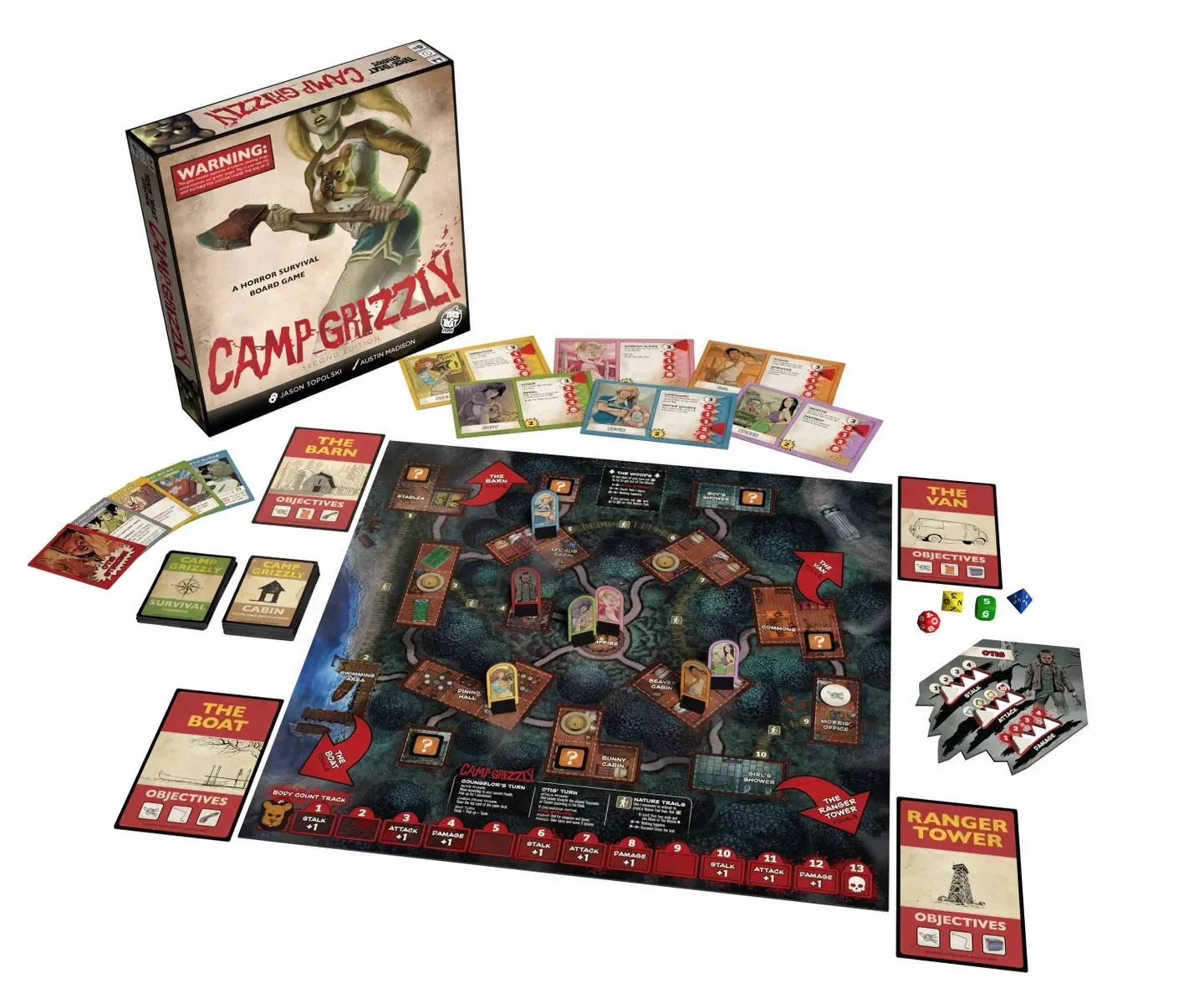 Camp Grizzly Second Edition brädspel horror